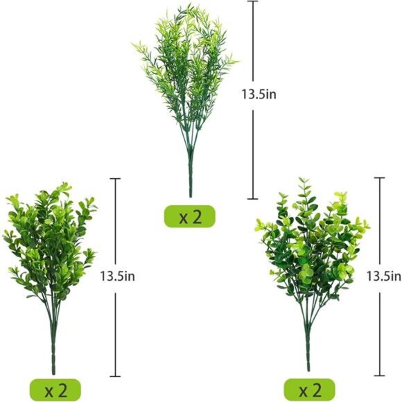 6 Bundles Artificial Greenery Stems Mixed Fake Plants Eucalyptus Rosemary Stems - Picture 2 of 7